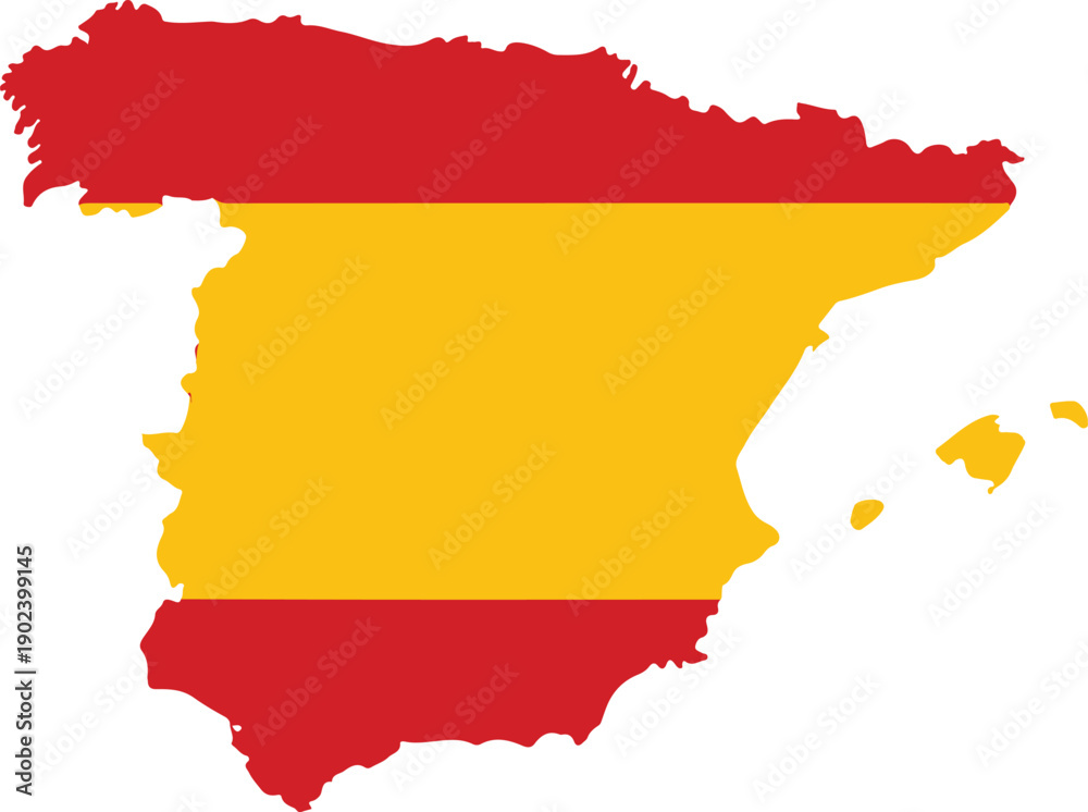 Fototapeta premium Map of spain outline filled with spanish flag colors