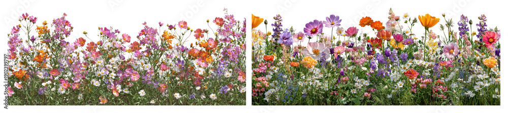 Obraz premium PNG Vibrant wildflower meadow scene on transparent background