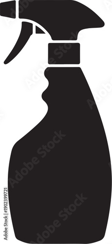 Black spray bottle with trigger and nozzle cleaning