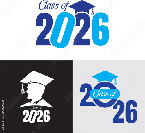 Class of 2026 Graduation Design with Cap Vector
