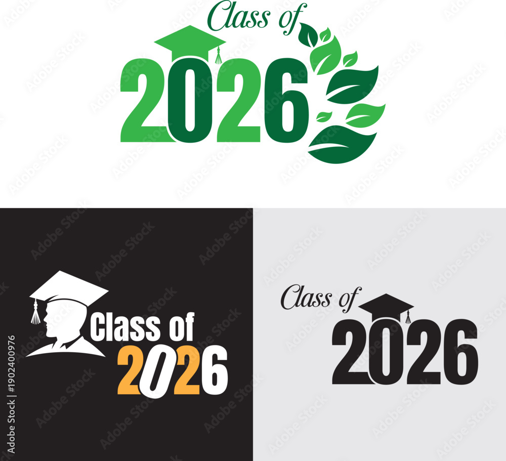 Fototapeta premium Class of 2026 Graduation Design with Cap Vector