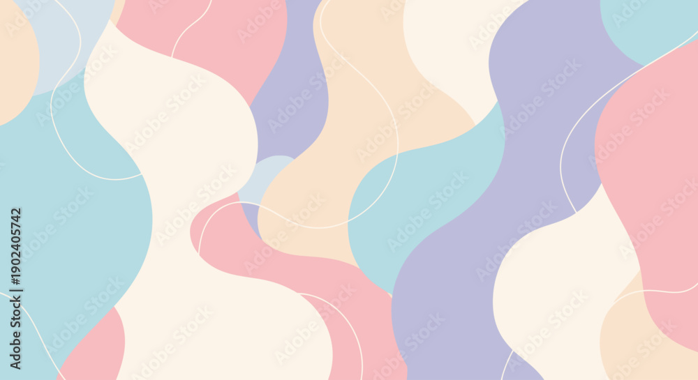 Naklejka premium Abstract pastel color wavy pattern with soft flowing shapes.