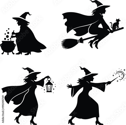 halloween silhouettes set