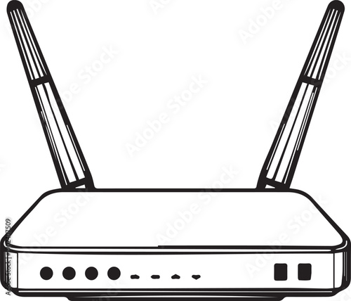 Modern router with two antennas for wireless internet connection, ideal for home and office connectivity.