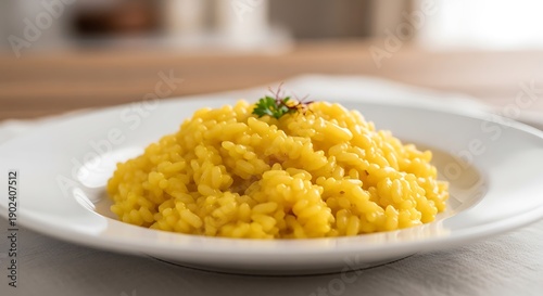 A plate of creamy risotto with a sprinkle of herbs