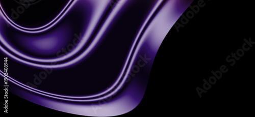 Obraz na plátně Abstract 3D Glass Liquid Wave Background with Purple Neon Glow