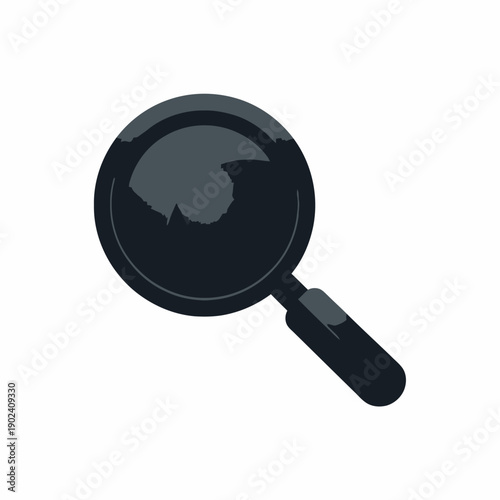 A magnifying glass icon on a white background for search and investigation concepts