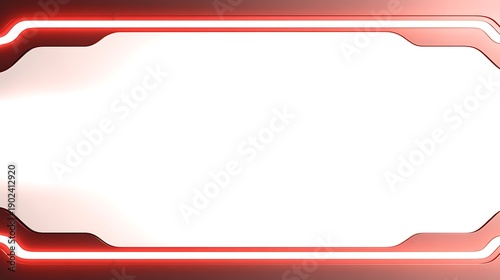 Futuristic Red Neon Glowing Frame with High Tech Cyberpunk Border Design and Blank White Space for Gaming Esports and Digital Streaming Overlays