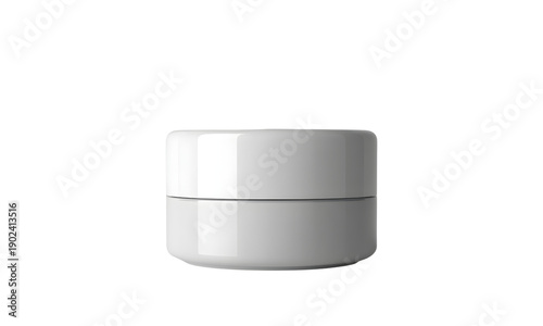 A sleek white cylindrical container with a smooth design on a transparent  background