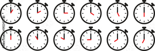 Analog Clock Set Showing Different Times for Schedule Planning