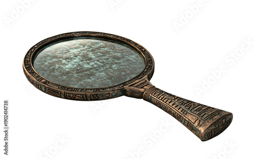 Ancient Egyptian Mirror Featuring Decorative Bronze Handle