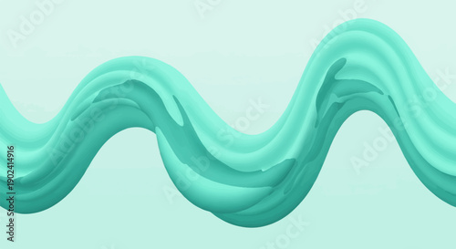 Smooth, undulating cyan 3D wave form against a pale mint green background