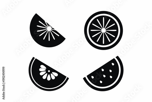 Fruit slices silhouette vector illustration isolated on white background