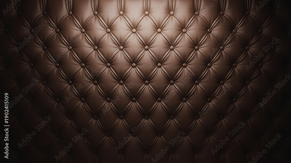 Fototapeta premium Luxurious brown tufted leather background, upholstered texture, elegant decorative pattern, vintage stylish furniture material