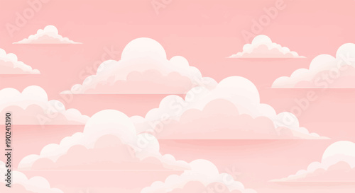 Soft pink sky with gentle white clouds, digital art