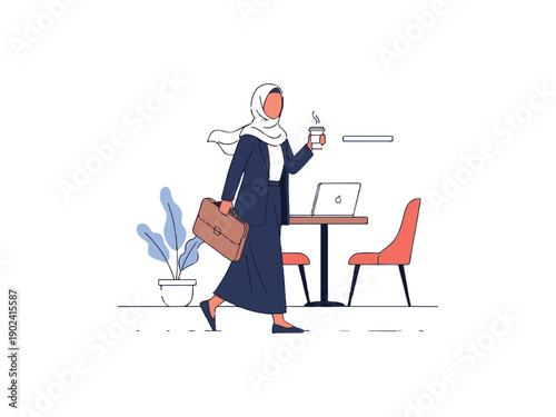Muslim Woman Hijab Lifestyle Vector Illustration