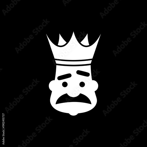 King with crown icon isolated on black background