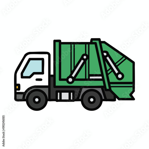 Green Waste Management Truck Illustration