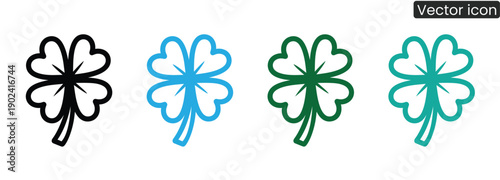 Celebrate luck and positivity with these vibrant four leaf clover icons in various colors, perfect for St. Patrick's Day or any joyful occasion