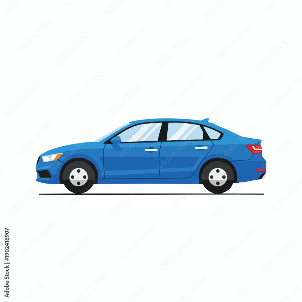 Fototapeta premium Blue Sedan Car Vector Illustration