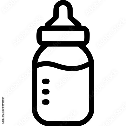 Vector illustration of a baby bottle with a pacifier isolated on a white background