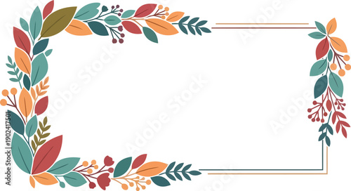 Autumn leaves border vector clipart with colorful foliage frame for invitations and seasonal design