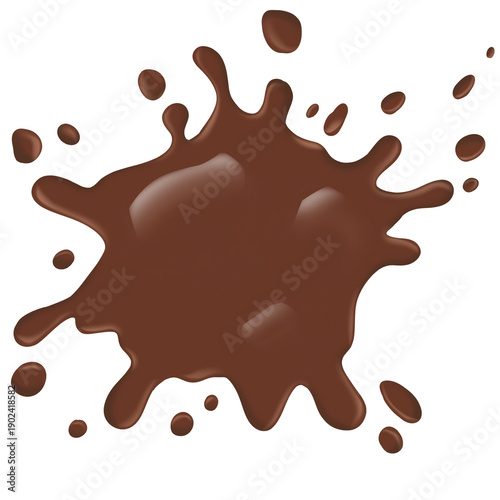 Chocolate splash Stain coffee or cocoa splat liquids drop icon flat splatter. Different chocolate splashes and drop drip down shape Isolated  illustration