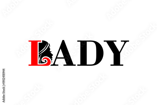 LADY logotype vector image and woman face icon suitable for use in logo design of cosmetic, makeup, facial cleanser, make-up, salon, soap, detergent, women's underwear, perfume, powder company