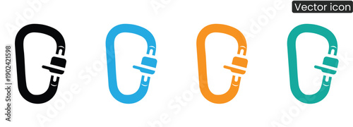 Vibrant carabiner icons in four colors for design projects