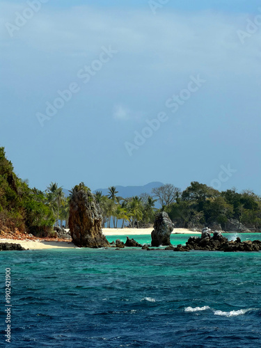 Phillipines white sand beach with crystal blue water