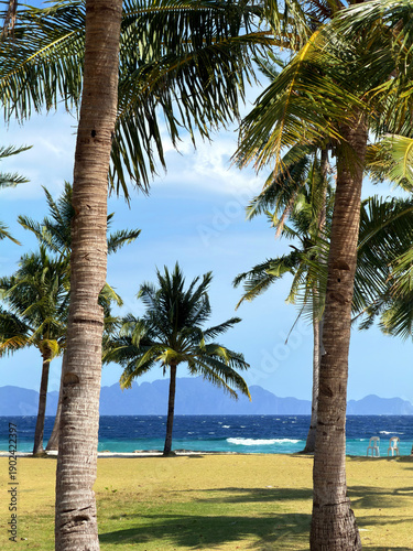 Phillipines white sand beach with crystal blue water