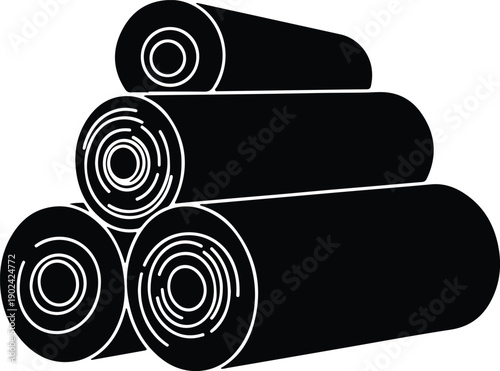 silhouette stacked logs or rolled materials industrial lumber forestry icon vector design