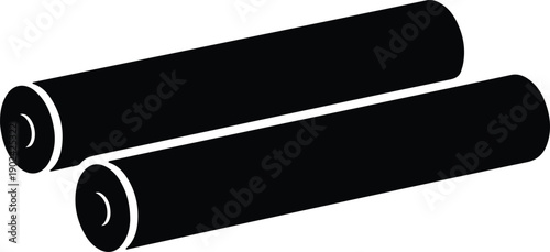 silhouette two distinct cylindrical battery power source energy cell vector design