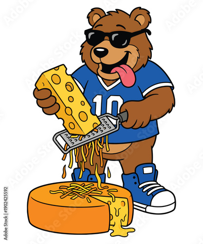 War With Cheese Grater A Funny Bear illustration T-shirt Design