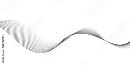 Abstract wave element for design. Digital frequency track equalizer. Stylized line art background. Vector illustration. Wave with lines created using blend tool. Curved wavy line, smooth stripe.