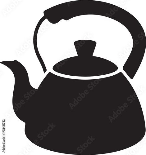 Black kettle with handle and spout