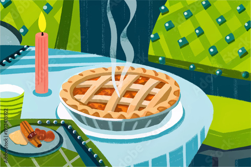 apple pie american food cuisine restaurant dining table meal gourmet traditional travel tourism culture culinary dish indoor hospitality dessert bakery sweet classic