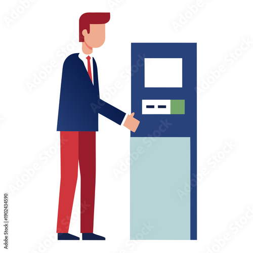 Businessman using atm machine