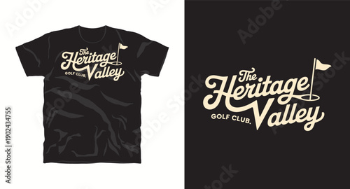 Heritage valley golf theme typography design with flag and hole illustration for vintage sports apparel