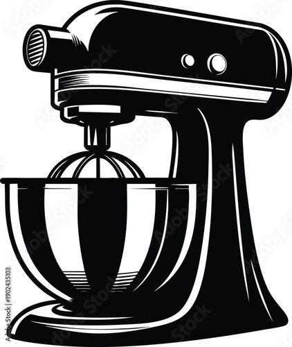 Retro stand mixer illustration vintage kitchen appliance vector graphic for baking and cooking isolated on white background