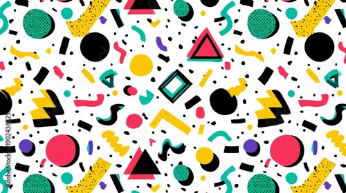 Colorful geometric shapes pattern background abstract design illustration seamless texture for creative projects modern art
