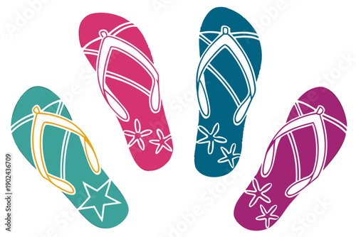 Flip Flop Sandals Silhouette Vector, Summer and Beach Icon