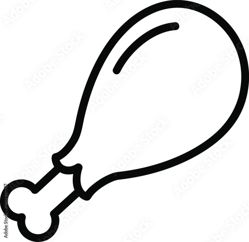 A simple black and white line drawing of a chicken drumstick on a plain white background.