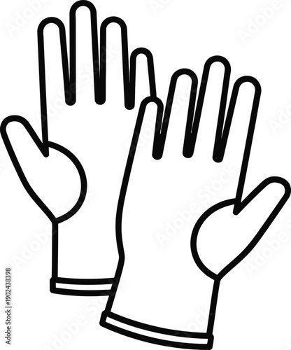 A pair of protective gloves illustrated in a simple line art style.