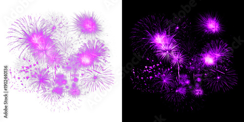 Obraz na płótnie Vibrant purple fireworks explode in the night, adding a magical touch to any festive occasion