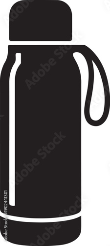 Black Thermos Bottle with Handle and Lid container