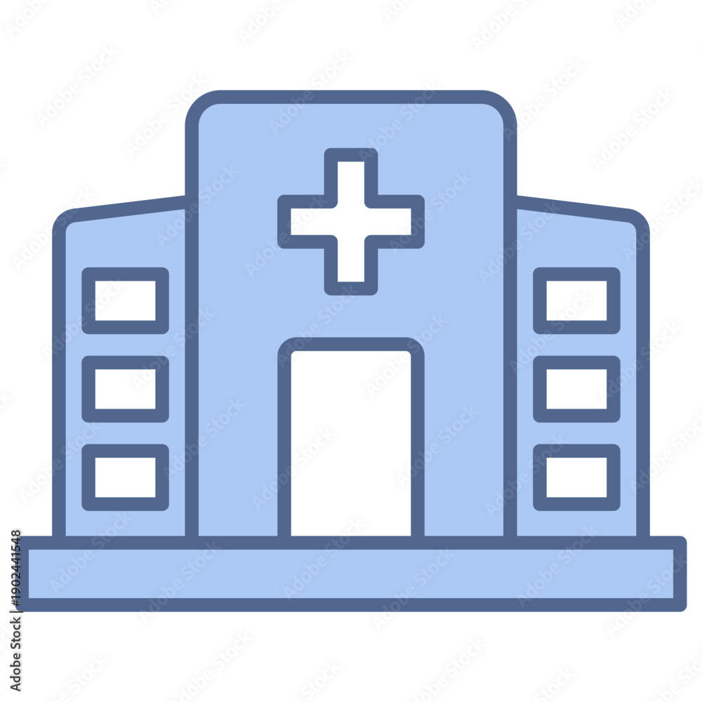 Fototapeta premium Hospital Building Blue Icon