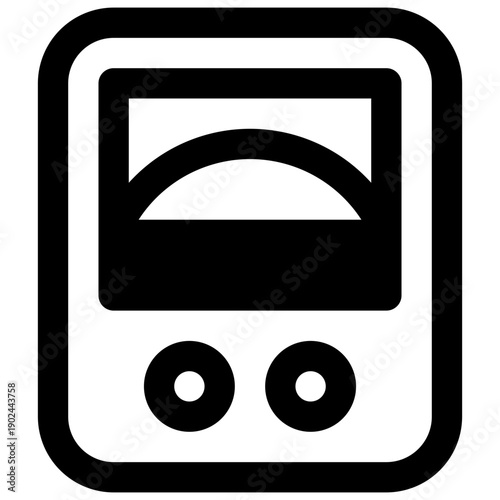 Ammeter. Outlined stroke vector icon with black-filled details.