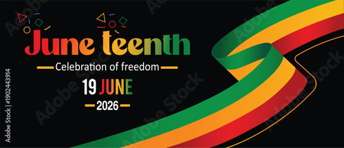 Bild auf Leinwand Juneteenth 2026 Celebration of Freedom Banner with Pan-African Colors