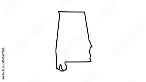 Minimalist black border illustration of Alabama state map provides a clear geographic representation for various uses.